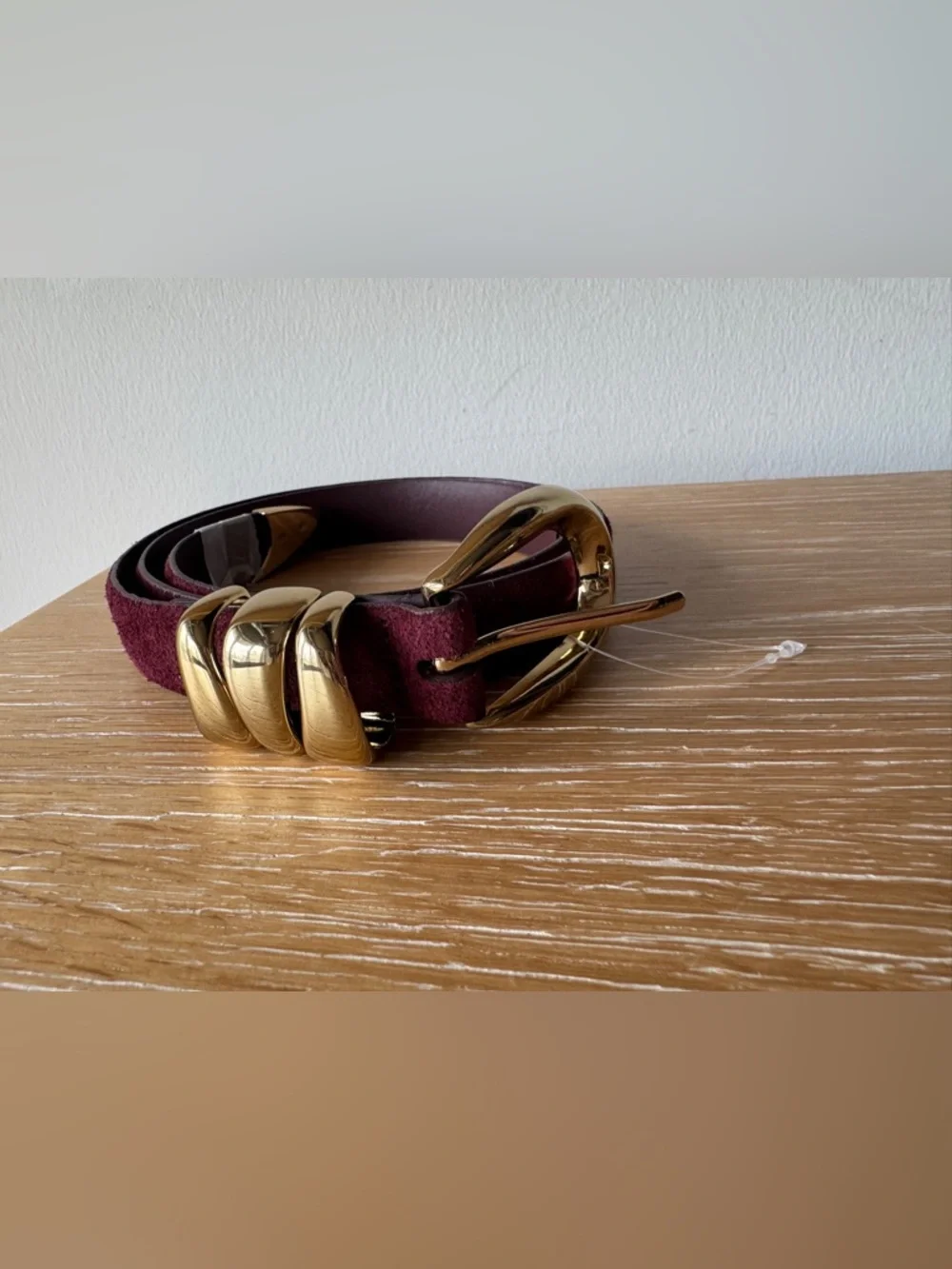 NWOT! MADEWELL Women’s Triple Metal Keeper Belt Dark Red Suede Gold Size Small - Picture 10 of 16